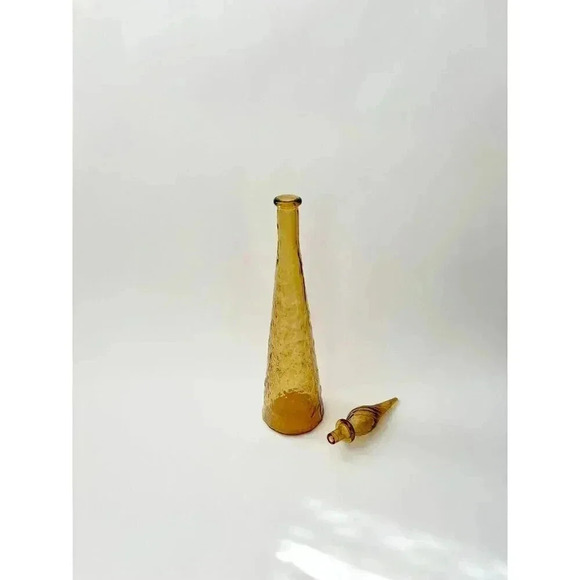 Vintage Empoli Textured Italian Glass 22" Yellow Decanter with Stopper - Picture 6 of 10